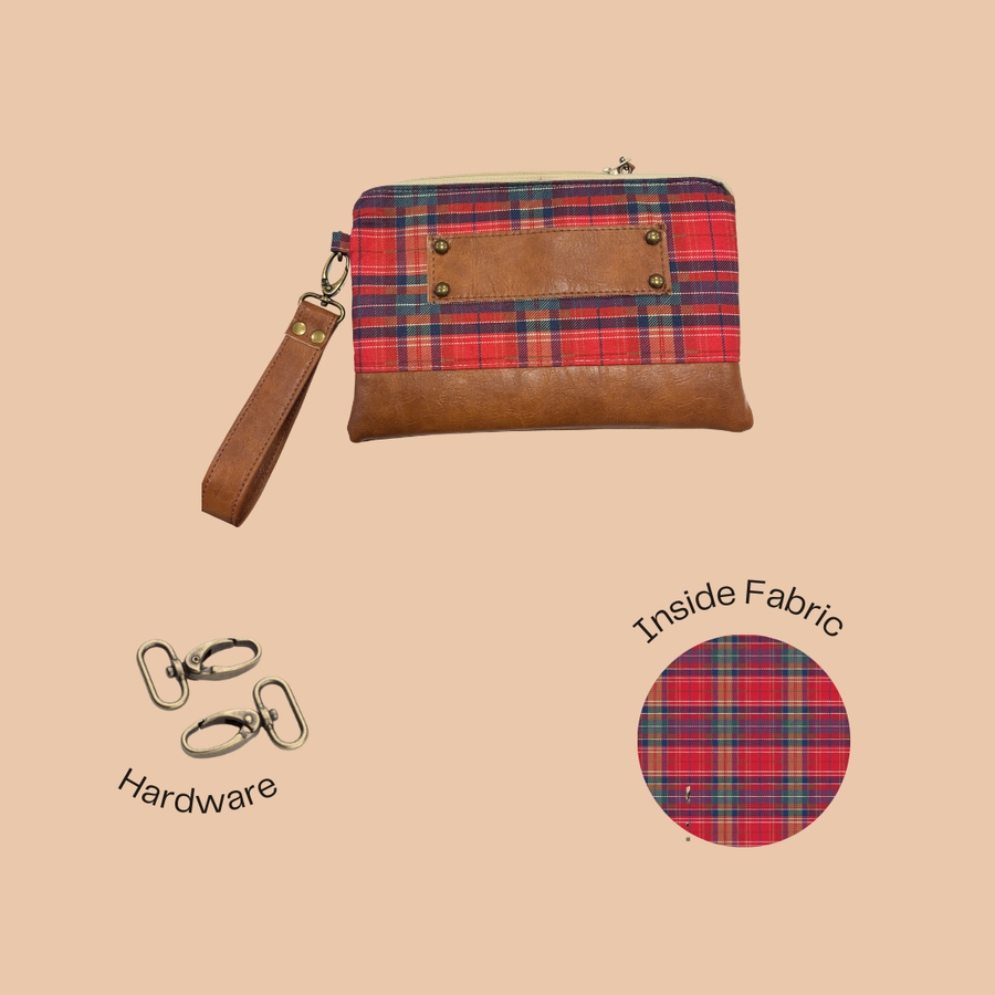 Ivey Wristlet Wallet Leather and Faux Trim