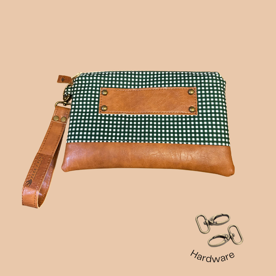 Ivey Wristlet Wallet Leather and Faux Trim