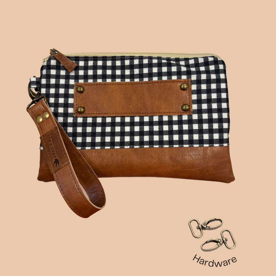 Ivey Wristlet Wallet Leather and Faux Trim