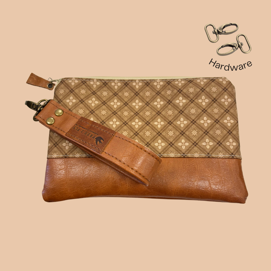 Ivey Wristlet Wallet Small Leather and Faux Trim