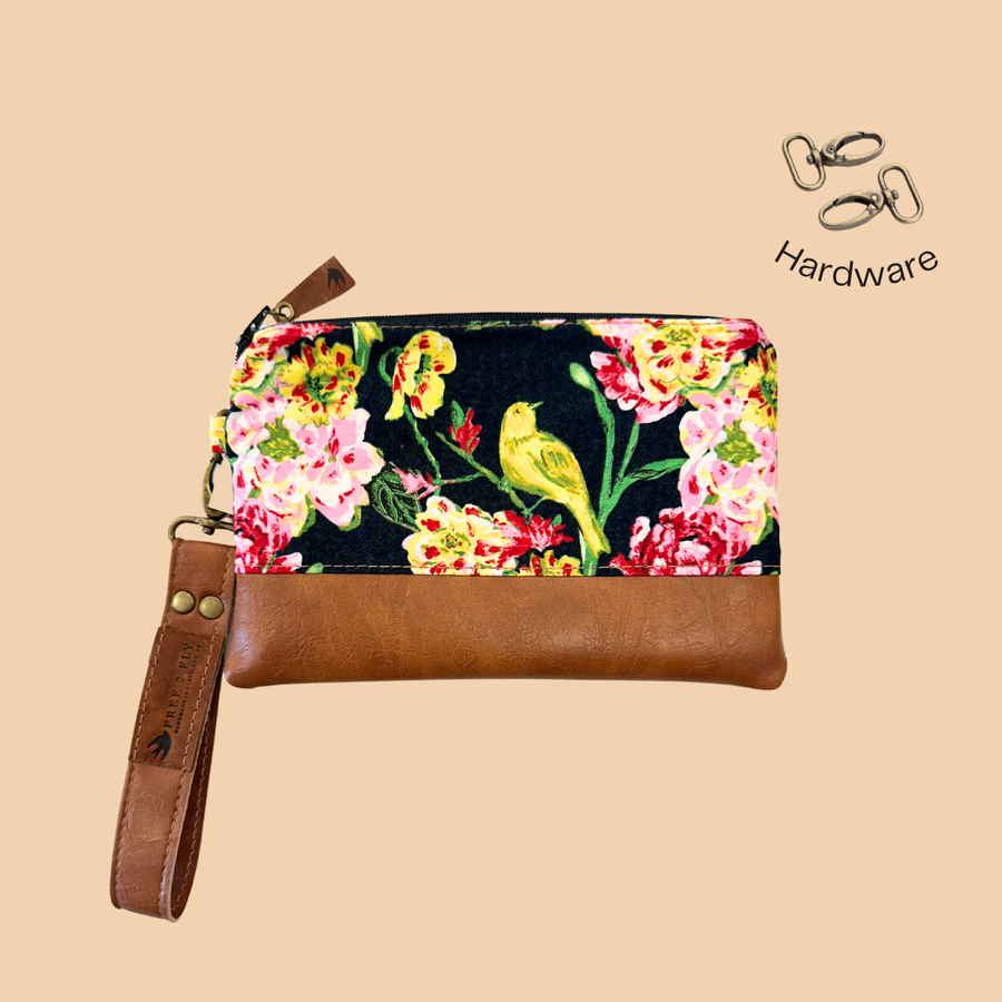 Ivey Wristlet Wallet Small Leather and Faux Trim