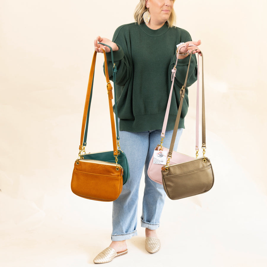 Jean Crossbody Teal Italian Pebble Leather READY TO SHIP