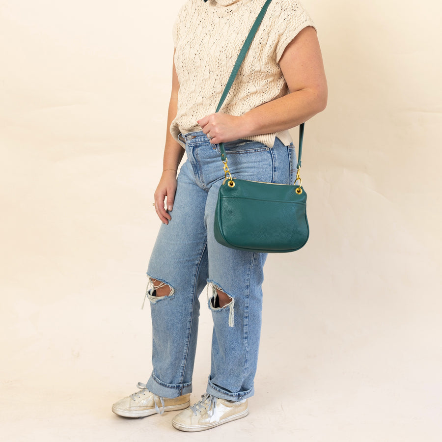 Jean Crossbody Teal Italian Pebble Leather READY TO SHIP