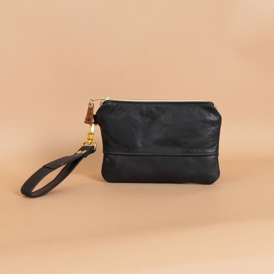 Ivey Wristlet Wallet Small All Leather: Black