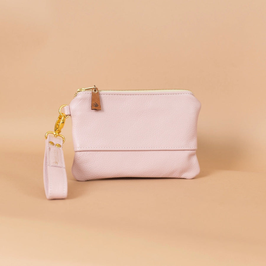 Ivey Wristlet Wallet Small All Leather: Pink
