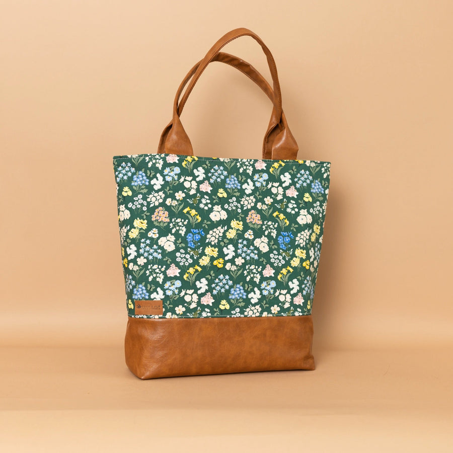 Abbey Tote Bountiful Garden Night with Faux Trim