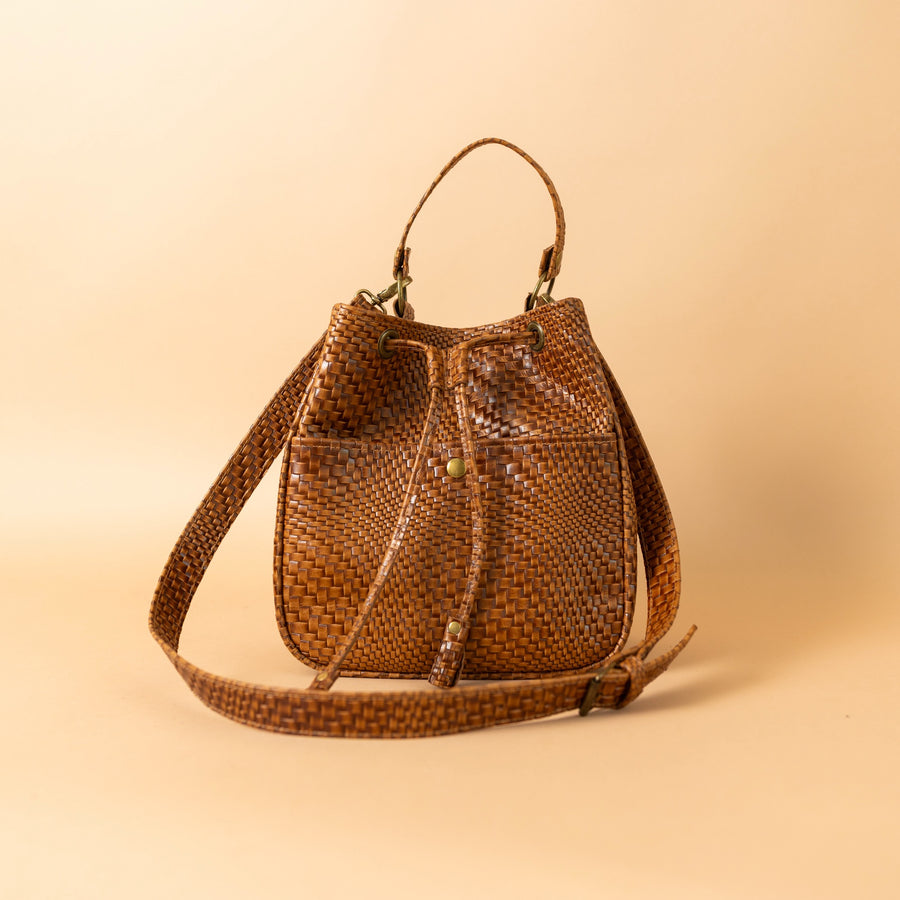 Big Gina Maria Bag Cognac Butan Woven