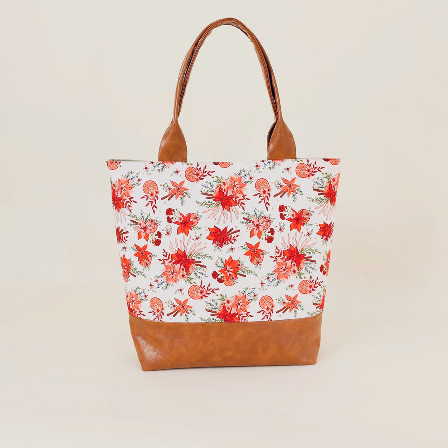 Abbey Tote Yuletide Blossoms with Faux Trim