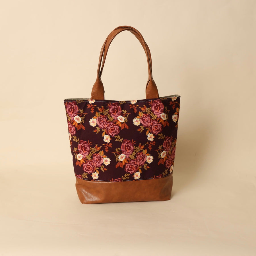 Abbey Tote Desert Rose Garnet with Faux Trim