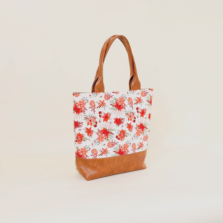 Abbey Tote Yuletide Blossoms with Faux Trim