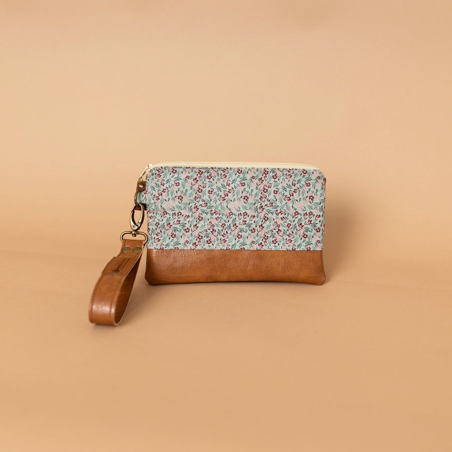 Ivey Wristlet Wallet Small Leather and Faux Trim