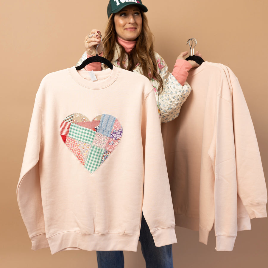 Quilted Heart Sweatshirts Ready to Ship