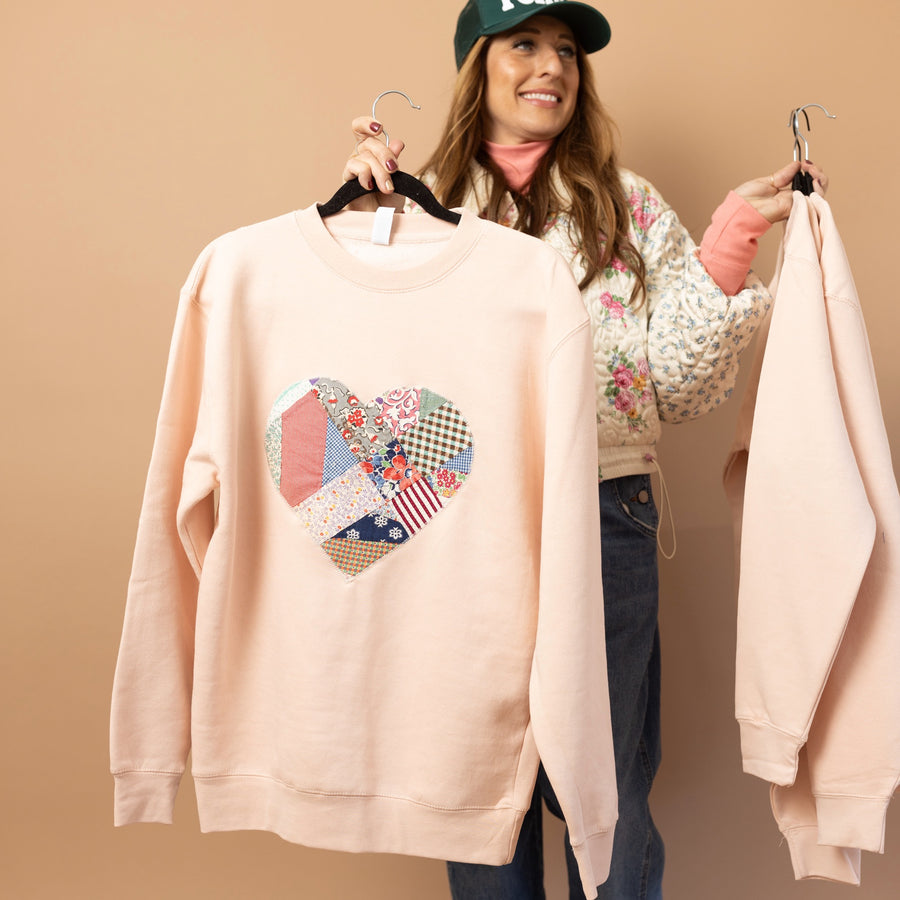 Quilted Heart Sweatshirts Ready to Ship