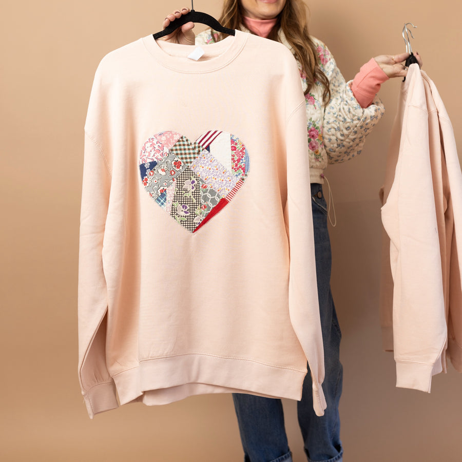 Quilted Heart Sweatshirts Ready to Ship