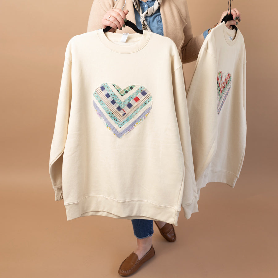 Quilted Heart Sweatshirts Ready to Ship