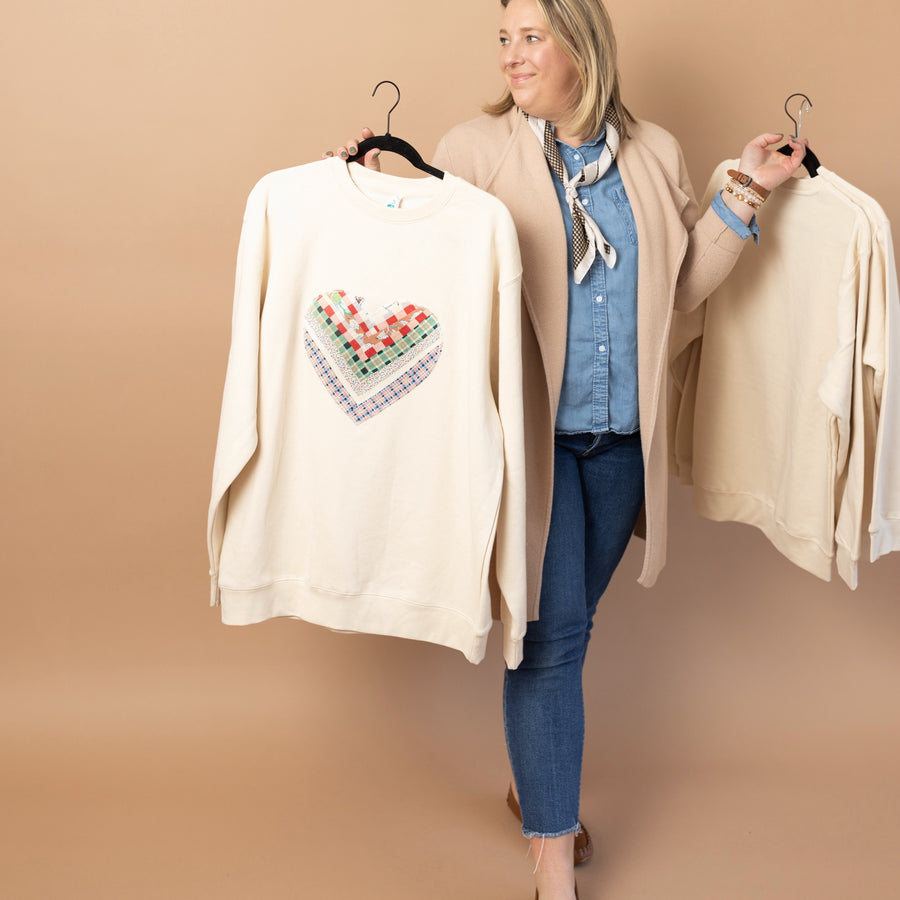 Quilted Heart Sweatshirts Ready to Ship