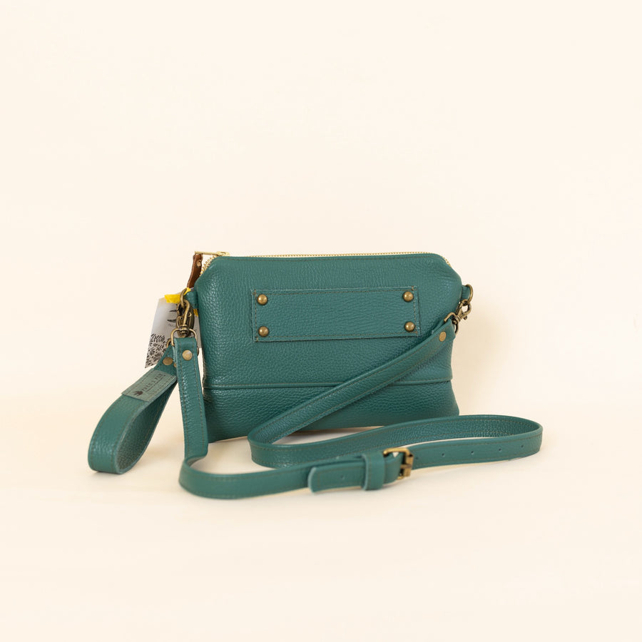 Ivey Wallet Crossbody Teal Italian Pebble