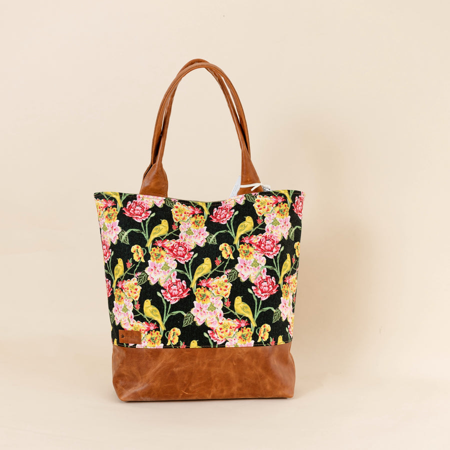 Abbey Tote Fabric With Leather Trim