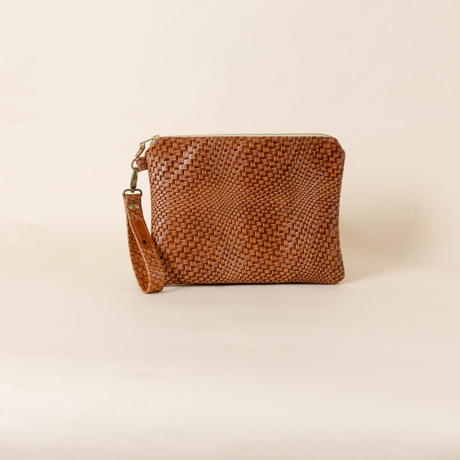 Julie Kristin Clutch Cognac Butan Woven READY TO SHIP