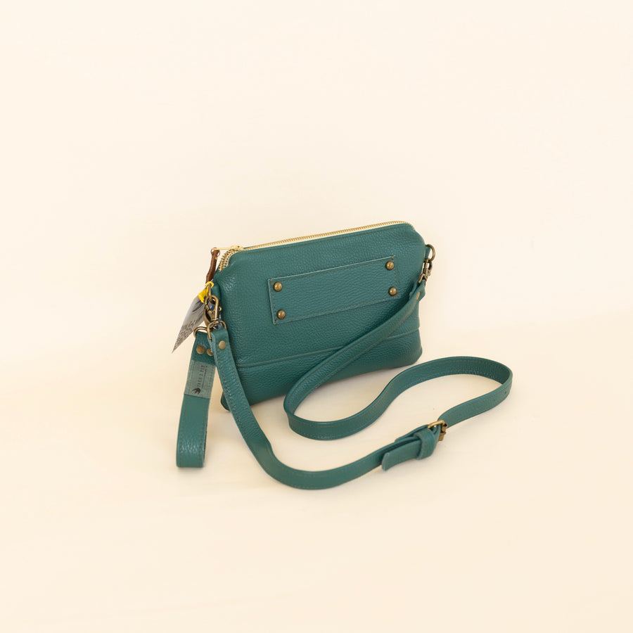 Ivey Wallet Crossbody Teal Italian Pebble