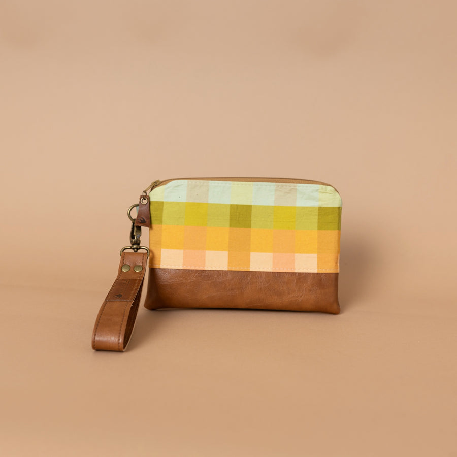 Ivey Wristlet Wallet Small Leather and Faux Trim