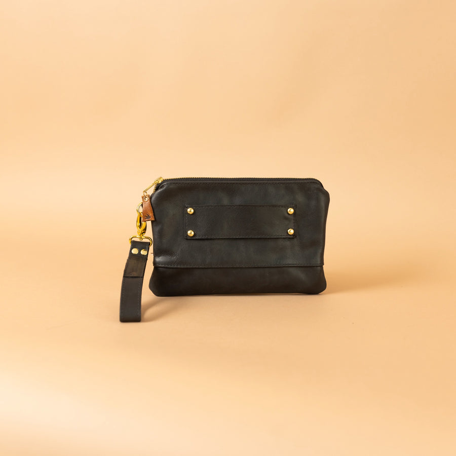 Ivey Wristlet Wallet All Leather Black