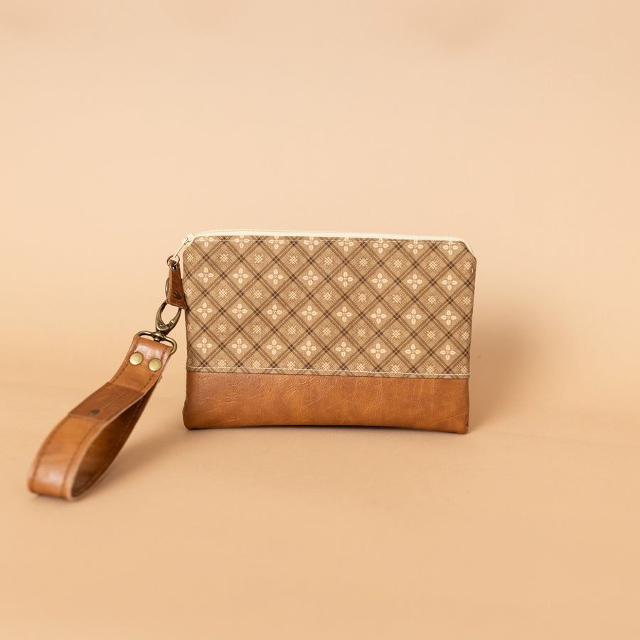 Ivey Wristlet Wallet Small Leather and Faux Trim