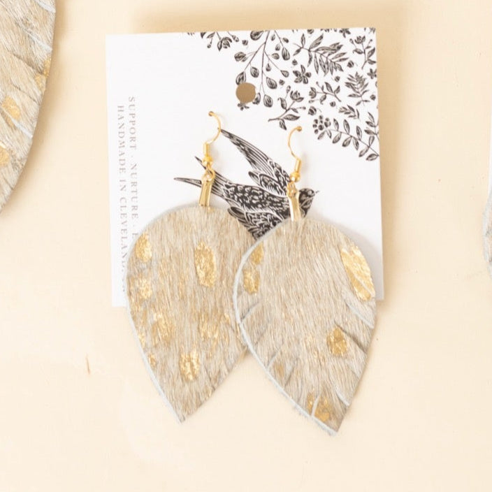 Leather Feather Earrings