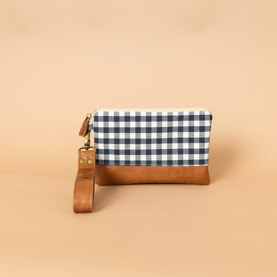 Ivey Wristlet Wallet Small Leather and Faux Trim