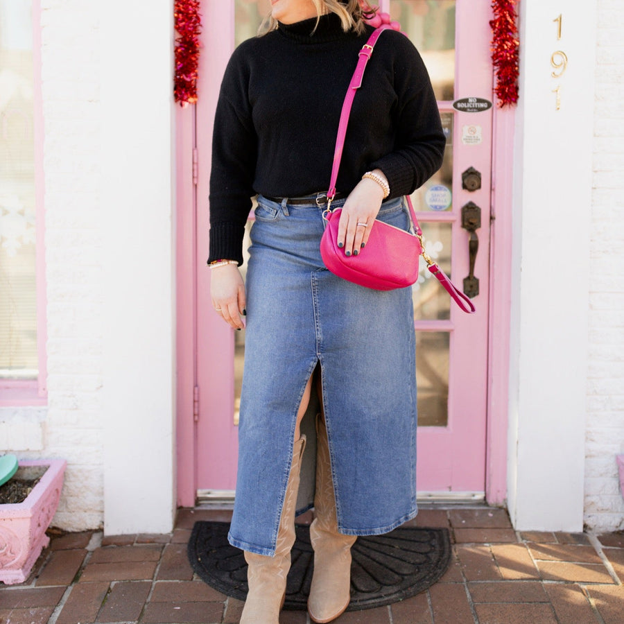 Olivia Crossbody Hot Pink Italian Pebble