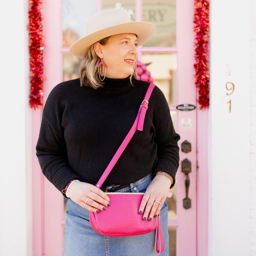 Olivia Crossbody Hot Pink Italian Pebble