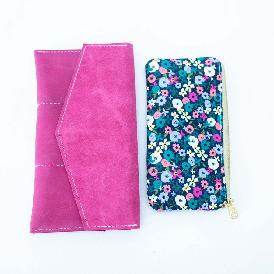 Payton Wallet Leather and Fabric READY TO SHIP