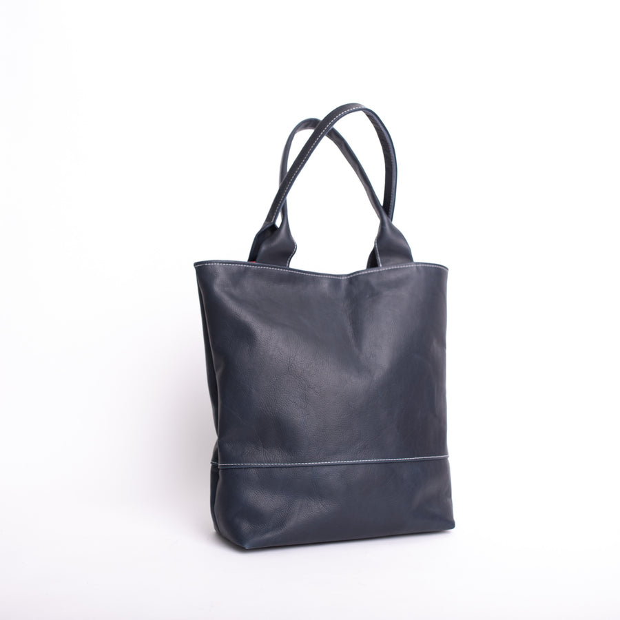Textured Navy All Leather Abbey Tote READY TO SHIP